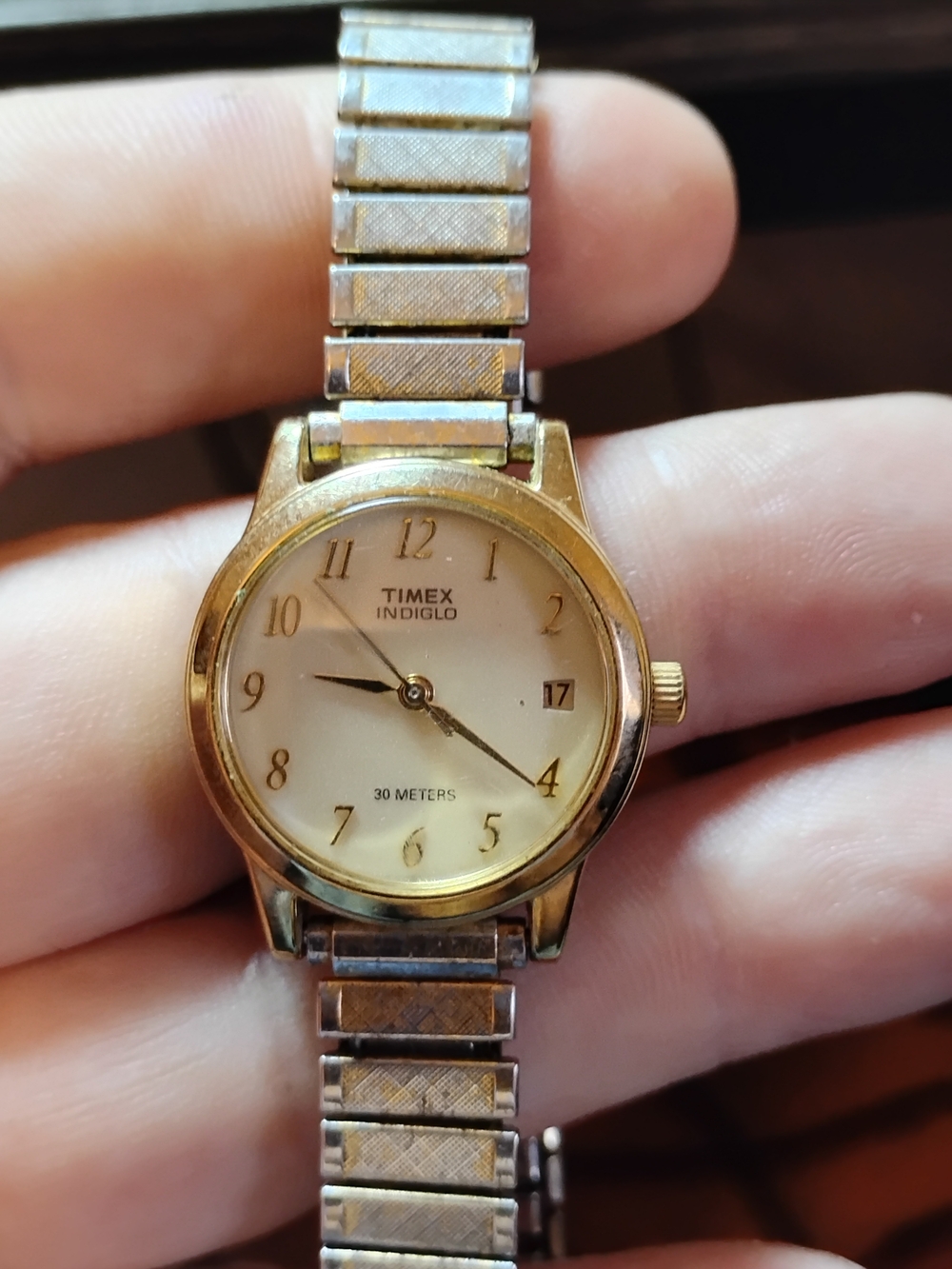 Timex Indiglo Women's Gold-Tone Analog Watch - Cream Dial